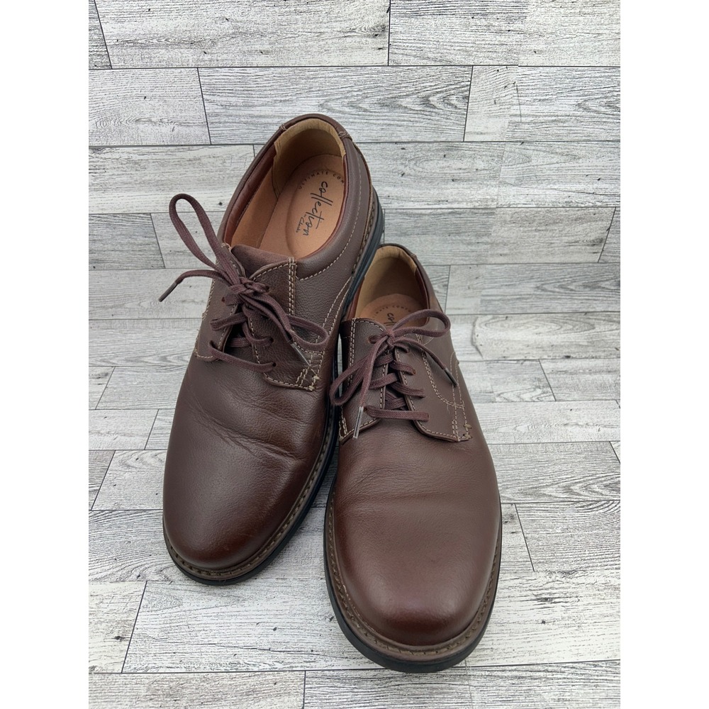 Clarks Collection Mens Brown Leather Lace Up‎ Comfort Dress Shoes Size 12